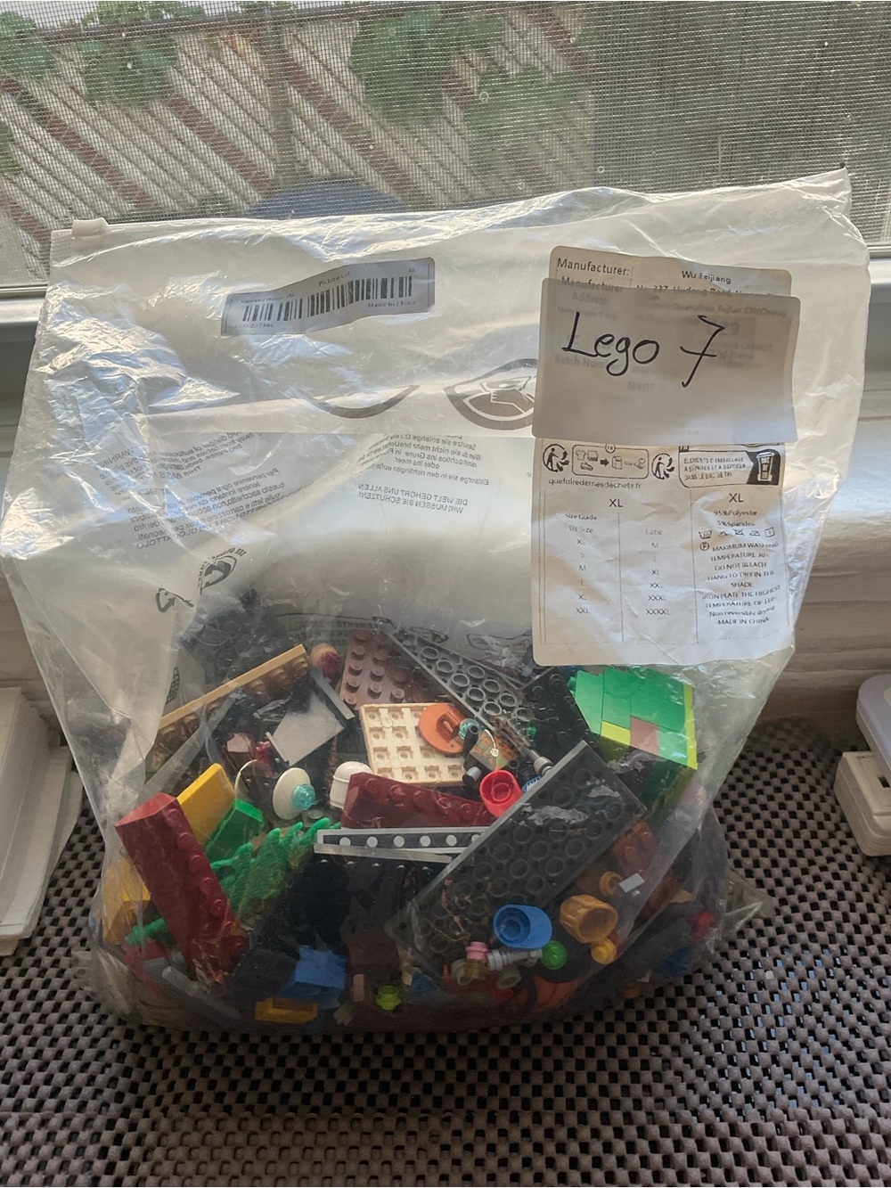 Lego Mixed Color Brick Bag with Green, Red, Yellow, Blue and Black Pieces